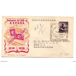 Carta con matasellos commemorativo sello español de 1950  bilbao san juan de dios circulada