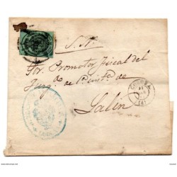 Envuelta de carta con matasellos en azul y matasellos de lalin  pontevedra