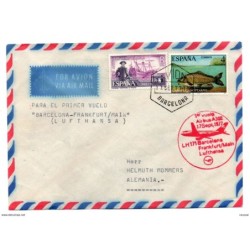 Carta con matasello commemorativo 1er vuelo frankfurt main 1977 circulada