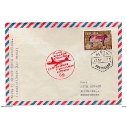 Carta con matasello commemorativo 1er vuelo frankfurt main 1977 circulada