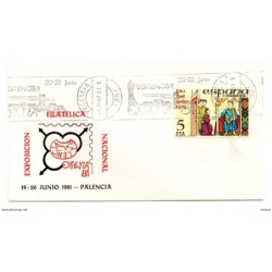 Carta con matasellos commemorativo en rodillo exfilna 1981 Palencia