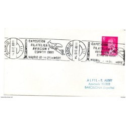 Carta con matasellos commemorativo en rodillo exposicion flatelica avion y espacio 1980