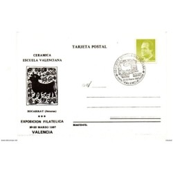Tarjeta con matasellos  commemorativo ceramica escuela valenciana
