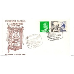 Carta con matasellos commemorativo exposicion filatelica elgobiar