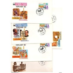 5 cartas con matasellos commemorativo espamer 80 y dibujos diferentes