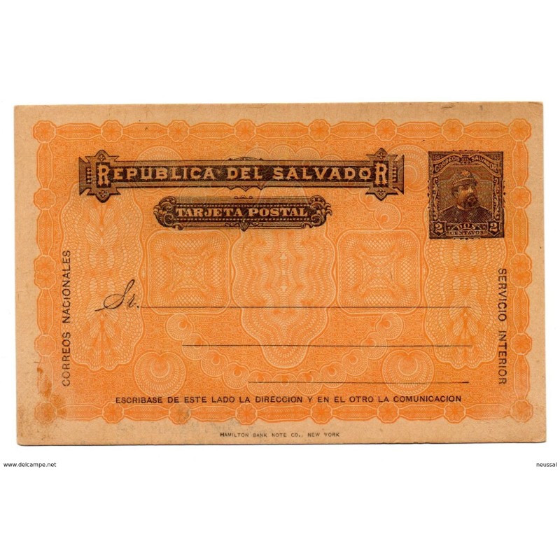 Entero postal  el salvador  dos centavos 1893