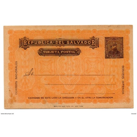 Entero postal  el salvador  dos centavos 1893