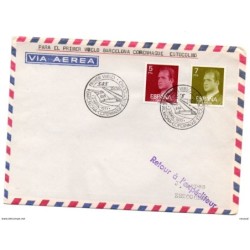 Carta con matasellos commemorativo  primer vuelo barcelonacopenagheestocolmo 1977
