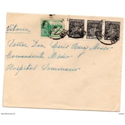 Carta con sellos de telegrafos y sello de cruzada contra el frio