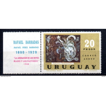 Sello con bandeleta n A390 Uruguay Navidad