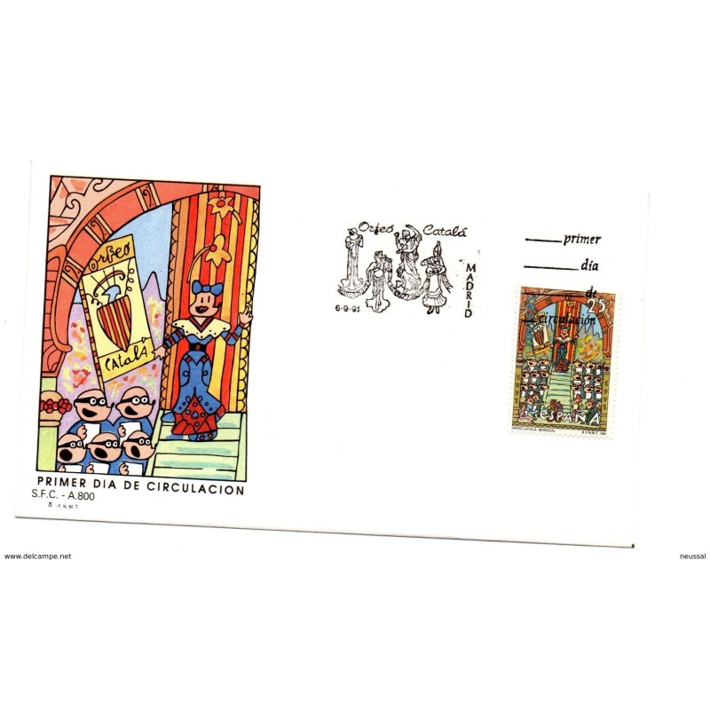 Sobre de primer dia de orfeo catala 1991 Sobre de primer dia de orfeo catala 1991