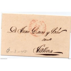 Envuelta de carta con matasellos de 1848 destino xativa