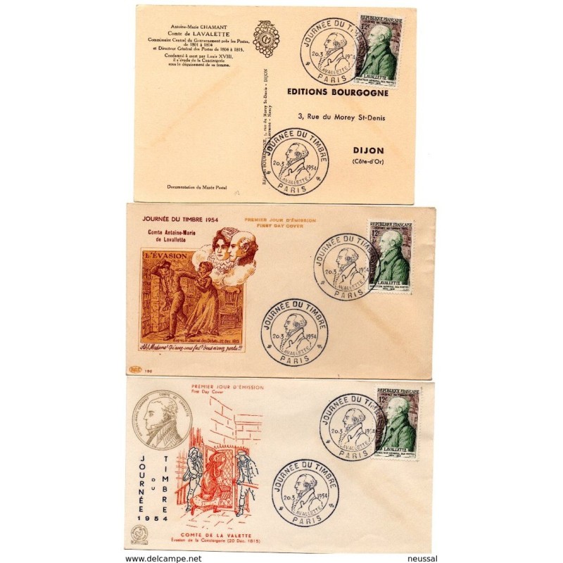 2 sobres de primer dia tarjeta de 1954 LAVALLETTE 2 sobres de primer dia tarjeta de 1954 LAVALLETTE