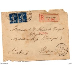 Carta circulada de 1910 con viñeta por detras Caen