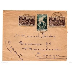 Carta de francia de 1951 con viñetas por detras