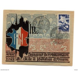 Carta de francia con matasellos especial aniversario de la liberacion de 1945