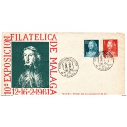Carta con matasellos exposicion filatelica de malagade 1961