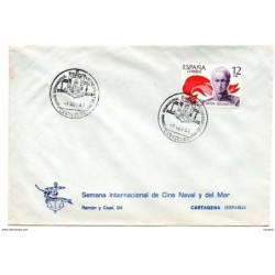 Carta con matasellos commemorativo semana de cine naval y del mar Cartagena de 1980