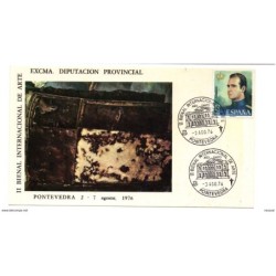 Tarjeta con matasellos commemorativo bienal internacional de arte de 1976