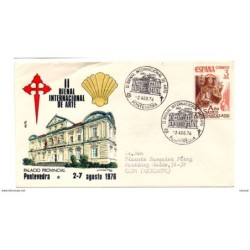 Carta con matasellos commemorativo bienal de arte pontevedra