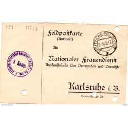 Tarjeta  con  franquicia militar  regimiento de infanteria de reserva n 110  3 compañia  año 1917