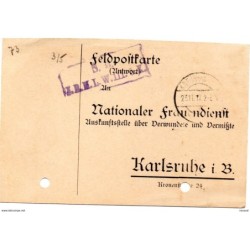 Tarjeta  con  franquicia militar  JRML W infanteria 5 compañia  año 1917