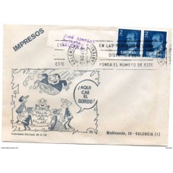 Carta con matasellos de valencia  y publicidad falla del pilar