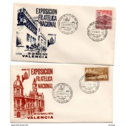 2 cartas con matasellos commemorativo  exposicion filatelica valencia de 1970