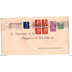 Carta con matasellos commemorativo 75 aniversario sociedad valencia con sello franco impreso 180 pts y sello plan sur