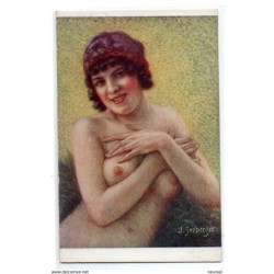 POSTAL DESNUDOS FEMENINOS  J SEEBERGERAños 20 MUJER DESNUDA Romantica Arte Noyer