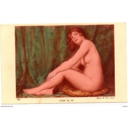Postal de mujer sentada posando Etude de nu