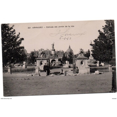 Postal de Aranjuez Entrada del jardin de la isla