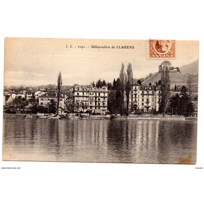 Tarjeta postal de debarcadere de Clarens con publicidad de laboratorios brandt Tarjeta postal de debarcadere de Clarens con publicidad de laboratorios brandt