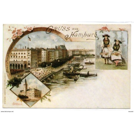 Tarjeta postal  de gruss aus  hamburg 1