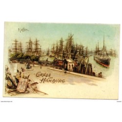 Tarjeta postal  de gruss aus  hamburg Hafen
