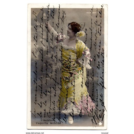Tarjeta postal de paquita montes landalouse  circulada 1904