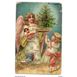 Tarjeta postal de navidad circulada 1908