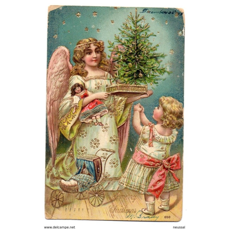 Tarjeta postal de navidad circulada 1908 Tarjeta postal de navidad circulada 1908
