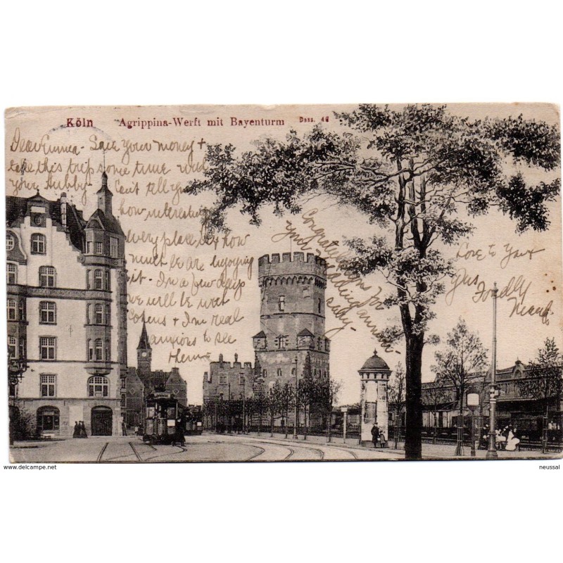 Tarjeta postal koln agrippinawerft mit bayenturn circulada 1906 Tarjeta postal koln agrippinawerft mit bayenturn circulada 1906