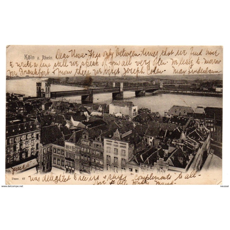 Tarjeta postal de koln a rhein circulada 1906 Tarjeta postal de koln a rhein circulada 1906