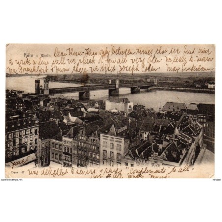Tarjeta postal de koln a rhein circulada 1906