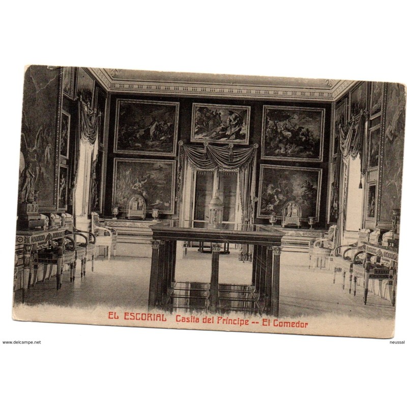 Postal del escorial casita del principeel comedor
