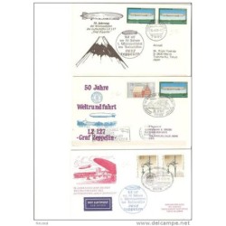 3 cartas de alemania con cuño de zeppelins distintos