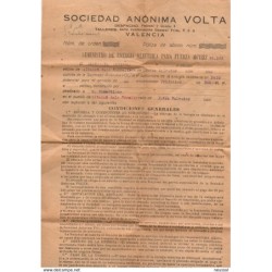 Papel de suminstro de energia electrica de 1929  Valencia