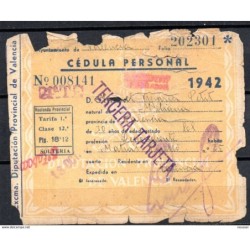 Cedula personal  valencia de 1942