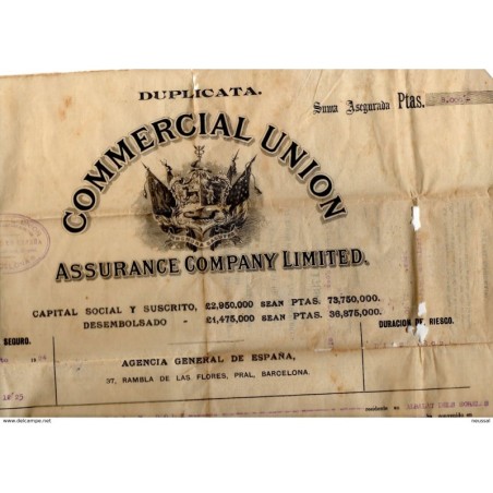 Papel hoja de assegurance company limited union comercial de 1925