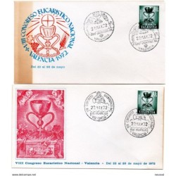 2 cartas con matasellos commemorativo congreso eucaristico  valencia