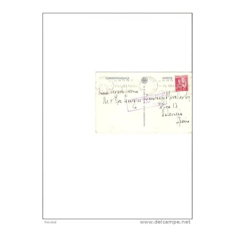 Tarjeta postal de francia con cuño censura militar valencia Tarjeta postal de francia con cuño censura militar valencia