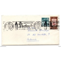 Carta con matasellos commemorativo  en rodillo iberflora de 1972 valencia