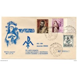 Carta  con matasellos commemorativo de congregaciones marianas valencia